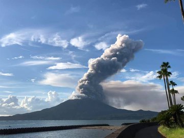 The Sakurajima volcano erupts in Japan