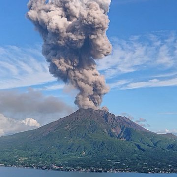 The Sakurajima volcano erupts in Japan