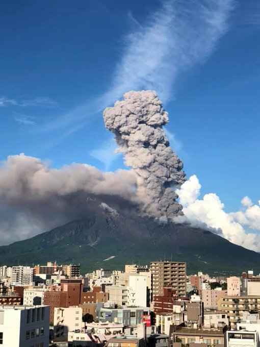 The Sakurajima volcano erupts in Japan