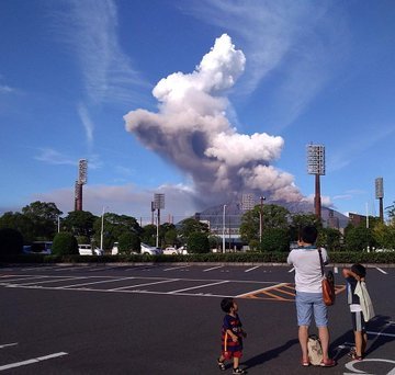 The Sakurajima volcano erupts in Japan