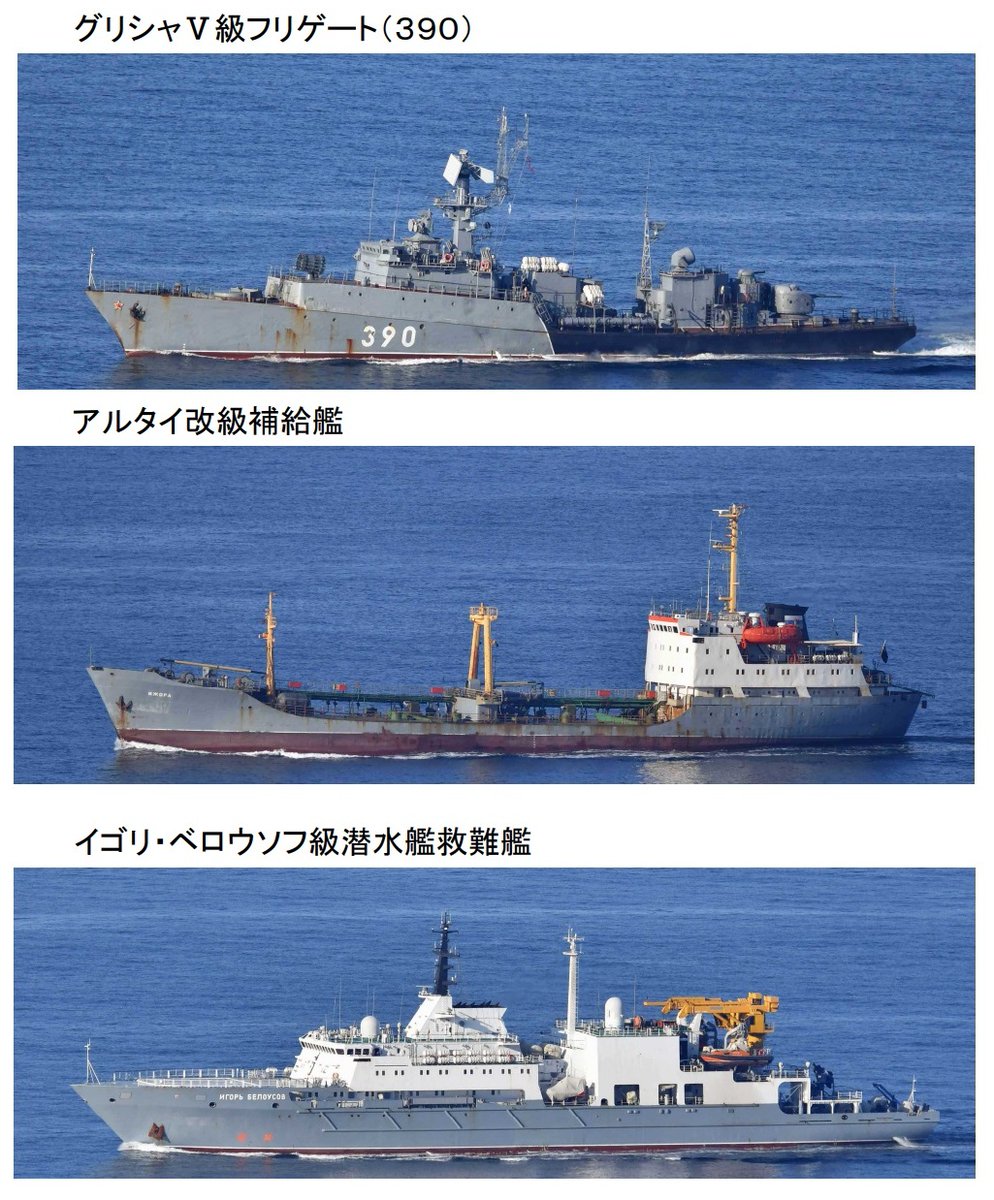A 10-ship Russian naval group passed westbound thru the Tsugaru Strait 10 March between the Japanese main islands of Honshu and Hokkaido, retracing the route these ships took in Feb. Destroyer ADMIRAL PANTELEYEV 548 led the group that included corvettes SOVERSHENNY 333
