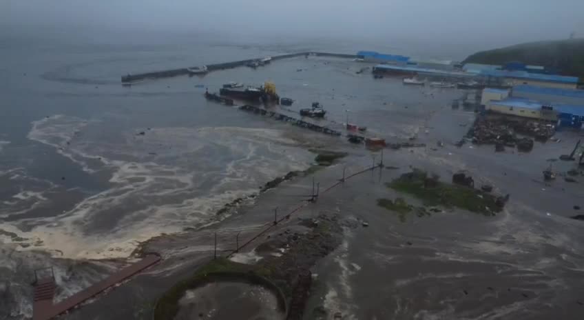 Three tsunami waves hit the shore of the Kuril island of Paramushir in the coastal zone of Severo-Kurilsk after an earthquake, the last one was the most destructive